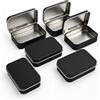 Forever bene Scatola Latta Rettangolare con Coperchio a Cerniera, 9,5 x 6 x 2,2 cm, Scatolina in Metallo Nera Vuota, Contenitore Latta per Organizzazione, Fai da Te, Viti e Minuteria