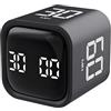 QUMOX Timer Cubo 5 10 30 60 Minuti, Timer Digitale Ricaricabile con Sensore di Gravità, Modalità Manuale, Vibrazione e 2 Livelli di Volume, Timer Portatile per Studio, Lavoro, Cucina (Nero)