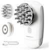 TOUCHBeauty Pettine massaggiatore per cuoio capelluto 3 in 1 con testine massaggianti in silicone e placcate + spazzola per la pulizia del viso, controllo della velocità continuo AG-1718TBW