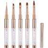 LEA-SHALL 5 Pezzi Pennelli Unghie Gel Professionali con Tappo per Nail Art Semipermanente Oro Rosa, LEA-SHALL Pennello Ricostruzione Liner/Piatto/Rotondo/Acrilico/Angolo Pennellino Set Penna Sottile Fini per
