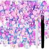 ASTARON 50g Mix Strass Flatback Mezze Perle per Artigianato Dimensioni Miste 3mm-10mm Strass Flat Back per Tazze Mugs Scarpe Nail Art (serie rosa viola)