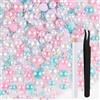 ASTARON 50g Mix Strass Flatback Mezze Perle per Artigianato Misura Mista 3mm-10mm Strass Flatback per Artigianato Perle Flatback per Decorazione Bicchieri Tazze Nail Art Scarpe (Serie Rosa Blu)