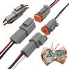 CESFONJER Connettore DT, Spina Sigillato Grigio Maschio e Femmina Auto Impermeabile Filo Elettrico Connettore Spina, con cavo 16AWG, per moto, scooter, auto, barche (1 set*2 Pin,1 set*3 Pin)