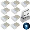 CTRICALVER Luce Atmosfera USB (10 Pezzi), 5V Mini Luci USB, Luci LED Interni Auto, Luce USB Auto, Per computer, alimentatori mobili, decorazioni per auto e feste domestiche (blu ghiaccio)