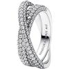 PANDORA Timeless - Anello fascia intrecciata, in argento sterling, con pietre di zirconia cubica incolori