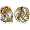 Bling Jewelry Cavo Ritorto Bordo Amore Nodo Lavoro Clip Su Orecchini Bicolore Non Forato Orecchie Nero Ossidato Oro 14K Placcato Ottone