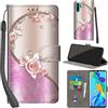 PHINIENLAND Cover per Huawei P30 Pro custodia portafoglio Rosa | 3 scomparti carte, 1 tasca banconote, Chiusura magnetica, Supporto, Pelle PU flip cover per Huawei P30 Pro