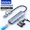 unnlink Adattatore Ethernet USB e USB-C 1000Mbps, Hub USB3.0 con Porta RJ45 LAN per Mi Box, Laptop, PC, Switch, Scheda di Rete Tipo-C