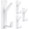 YUNYU Confezione da 4 ganci autoadesivi in metallo, resistenti, senza chiodi, accessori per camera da letto con design a doppio gancio, per bagno/cucina/porta (bianco)