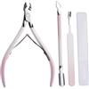 YUNYU Kit professionale per rimuovere le cuticole e manicure: tagliacuticole, rifilatore, tronchesine e set di strumenti per unghie, spingicuticole a doppia estremità e lima per unghie in vetro (4 pezzi in