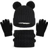 Baynetin Inverno Set di Cappello, Sciarpa e Guanti per Bambini, Pile Addensato Cappello a Maglia con Graziosi Pompon Termica Sciarpa Guanti Touch Screen Set per Ragazzi Ragazze 2-8 Anni (Rosa)