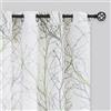 Fmfunctex Tende semitrasparenti bianche con stampa di rami di alberi grigi e verdi per soggiorno, 160 cm, set per tende per camera da letto, 127 cm, confezione da 2