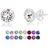 DTPsilver Orecchini Brillanti Uomo Donna - Orecchini Punto Luce Argento 925 con Brillantini di Cristallo 6 mm - Orecchini Diamante - Orecchini Colorati Donna - Orecchini a Lobo Argento 925