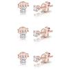DTPsilver® Set 3 Paia Orecchini Punto Luce Argento 925 Placcato Oro Rosa con Zirconi - Brillantini Donna - Uomo Diamante - Piccoli 3 mm