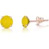 DTPsilver Punti Luce Orecchini Donna Oro Rosa - Orecchini Donna Piccoli Argento 925 Placcati Oro Rosa con Cristalli Opale 6 mm - Orecchini Gialli - Orecchini Placcati Oro Donna - Punti Luce Oro Rosa