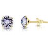 DTPsilver Orecchini Lobo Donna Argento 925 Placcati Oro 24K con Brillantini di Cristallo Lilla/Lavanda - Orecchini Dorati Classici, Eleganti e Ipoallergenici per Pelli Sensibili - Diametro 6 mm