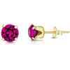 DTPsilver Orecchini Donna Argento 925 Placcato Oro 24K con Cristalli Colorati - Orecchini Fucsia a Lobo Brillanti - Diametro 6 mm