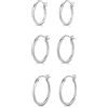 DTPsilver® 3 Paia di Orecchini a Cerchio/Creoli - Argento 925 - Chiusura a Leva - Piccoli/Medi - Spessore 1.2 mm - Diametro 14, 16, 18 mm