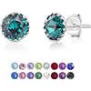 DTPsilver Orecchini Smeraldo Verde - Argento 925 Donna con Brillantini di Cristallo 6 mm - Lobo Piccoli