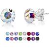 DTPsilver Orecchini Lobo Donna Brillanti - Orecchini Argento 925 con Brillantini di Cristallo Aurora Boreale 6 mm -