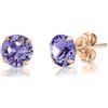 DTPsilver Orecchini Viola - Orecchini Lobo Argento 925 Placcati Oro Rosa con Cristallo Austriaco Viola Tanzanite 6 mm - Orecchini Colorati Donna - Orecchini Punto Luce Oro Rosa - Orecchini Brillanti