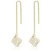 DTPsilver Orecchini Pendenti Argento 925 Placcati Oro 24K - Orecchini Donna Lunghi con Catena - Orecchini Spirale Quadrata - Rombo - Lunghezza 82 mm