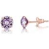 DTPsilver Orecchini Color Oro - Lilla Punto Luce Oro Rosa con Cristallo Austriaco Viola 6 mm - Lobo Colorati Donna