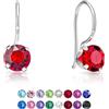 DTPsilver Orecchini Rossi Donna - Orecchini Pendenti Donna Argento 925 con Punti Luce Rossi 6 mm - Orecchini Donna Rossi - Punti Luce Orecchini Argento 925 - Orecchini Donna Eleganti