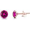 DTPsilver Orecchini Fucsia Donna Argento 925 Placcati Oro Rosa con Cristalli 6 mm - Punto Luce Oro - Orecchini Fuxia - Orecchini Donna Oro Rosa - Orecchini Placcati Oro - Orecchini Piccoli Oro Rosa