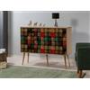 Dmora - Credenza Nunki, Buffet da soggiorno, Madia da salotto, Dispensa da cucina, 120x36h90 cm, Quercia e Multicolore
