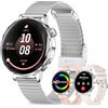 fitonyo Smartwatch donna,1.27 3D Curvo Schermo orologio donna smartwatch Chiamate Bluetooth,3 Cinturini,120 Sportiva IP68 per Android & iOS (argento)