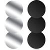 Czkonore Calamita per Cellulare Auto 6 Pezzi, Piastrine Rotonde Metalliche con Adesivo Extra Forte - Supporto Magnetico Universale per Cellulare in Veicolo (Nero + Argento)