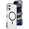 QIWEIQING Custodia Trasparente per iPhone 16 Plus 6.7, [Compatibile con MagSafe] Magnetica Sottile Anticaduta Anti-ingiallimento Protezione Militare Cover per iPhone 16 Plus 6.7 6.7. Nero CT