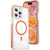 QIWEIQING Custodia Trasparente per iPhone 16 Pro Max, Compatibile con MagSafe Magnetica Sottile Anticaduta Anti-ingiallimento Protezione Militare Cover per iPhone 16 Pro Max 6.9. Arancione CT