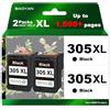 BAOYAN 305XL 305 XL Cartucce Sostituzione per HP 305XL 305 XL per HP DeskJet 2700 2710 2720 DeskJet Plus 4110 4120 Envy 6010 6020 6032 Envy Pro 6400 6420 (2 Nero, 2 Pack)