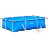 Outsunny Piscina Fuori Terra Autoportante, Piscina Rigida Rettangolare con Filtro e Valvola in Acciaio e PVC, Blu, 252x152x65cm|Aosom