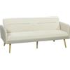 HOMCOM Divano Letto 3 Posti con Schienale Reclinabile e Rivestimento Effetto Velluto, 185x84x83 cm, Beige | Aosom Italy