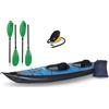 Gumotex Canoa Gonfiabile Swing 2 Blu con Pinna 043911-B (6/D4) + 2 Pagaie Touring-2 div. in 2 parti + Pompa GUMOTEX