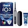 Oral-B iO 3 Spazzolino Elettrico, 1 Testina, Custodia, Dentifricio, Nero