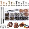 IYEREER 264 Pz Rivetti Per Cuoio, Borchie per Tessuti, Ribattini Doppio Cappuccio, Rivetto in Pelle, Bottoni a Pressione, Borchie per Scarpe DIY Pelle Jeans, con 3 Pinza & Strumenti (6/8/12 mm, 4 colori)