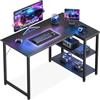 Coleshome Scrivania Gaming, 100x70cm Scrivania Angolare con Ripiano Portaoggetti Reversibile, Scrivanie a L Salvaspazio, Adatta come Scrivanie Computer Negli Angoli della Casa, Nero