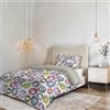 Italian Bed Linen Parure Copripiumino NO STIRO FANTASY - prodotto in Italia - Set Copripiumino - Letto Singolo, Microfibra - Sacco 150x200 cm + Patella e Federa 50x80 cm - Cerchi Astratti