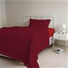 Italian Bed Linen COMPLETO LETTO SINGOLO NATURAL COLOR 100% Cotone - Prodotto in Italia - Sopra 150x300 cm, Sotto 90x200 cm, Federa 50x80 cm Tinta Unita - DoubleFace - Bordeaux/Rosso
