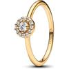 PANDORA Anello da donna con pavé rotondo aureola oro 163554C01, 60/19,1, Altro metallo, Zirconie sintetico