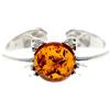 SilverAmber Jewellery GL739 - Anello in argento Sterling 925 e vera ambra baltica cognac, misura regolabile, Pietra preziosa, Ambra