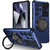 XKchatpt Custodia per Telefono con Supporto ad Anello Magnetico Girevole a 360° per Samsung Galaxy S25 Ultra, Protezione Antiurto Regolabile (Blu)