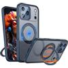 XKchatpt Custodia Magnetica con Anello Ruotabile a 360° Mag-Stand per iPhone 17 Pro, Cover Rigida in Silicone Antiurto con Supporto ad Anello (Blu)