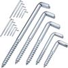 IYEREER 15 Pz Gancio a L Girevoli Ganci a Vite da Muro, Gancio a Vite Dritti con Croce, Ganci per Quadri in Galvanisierung Zink per Appendere Piante da Giardino, Luci, Tazze, Legno, Ufficio, Casa(5 Misure)