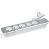 Gefom Blocco 5 prese + Inter Cable 3G1 1M40 Design Spina Plate Silver