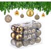 Relaxdays Palline di Natale, in Set da 50, Addobbi Natalizi, Opache, Lucide, Glitterate, ∅ 3,4 e 6 cm, Decorazioni, Oro